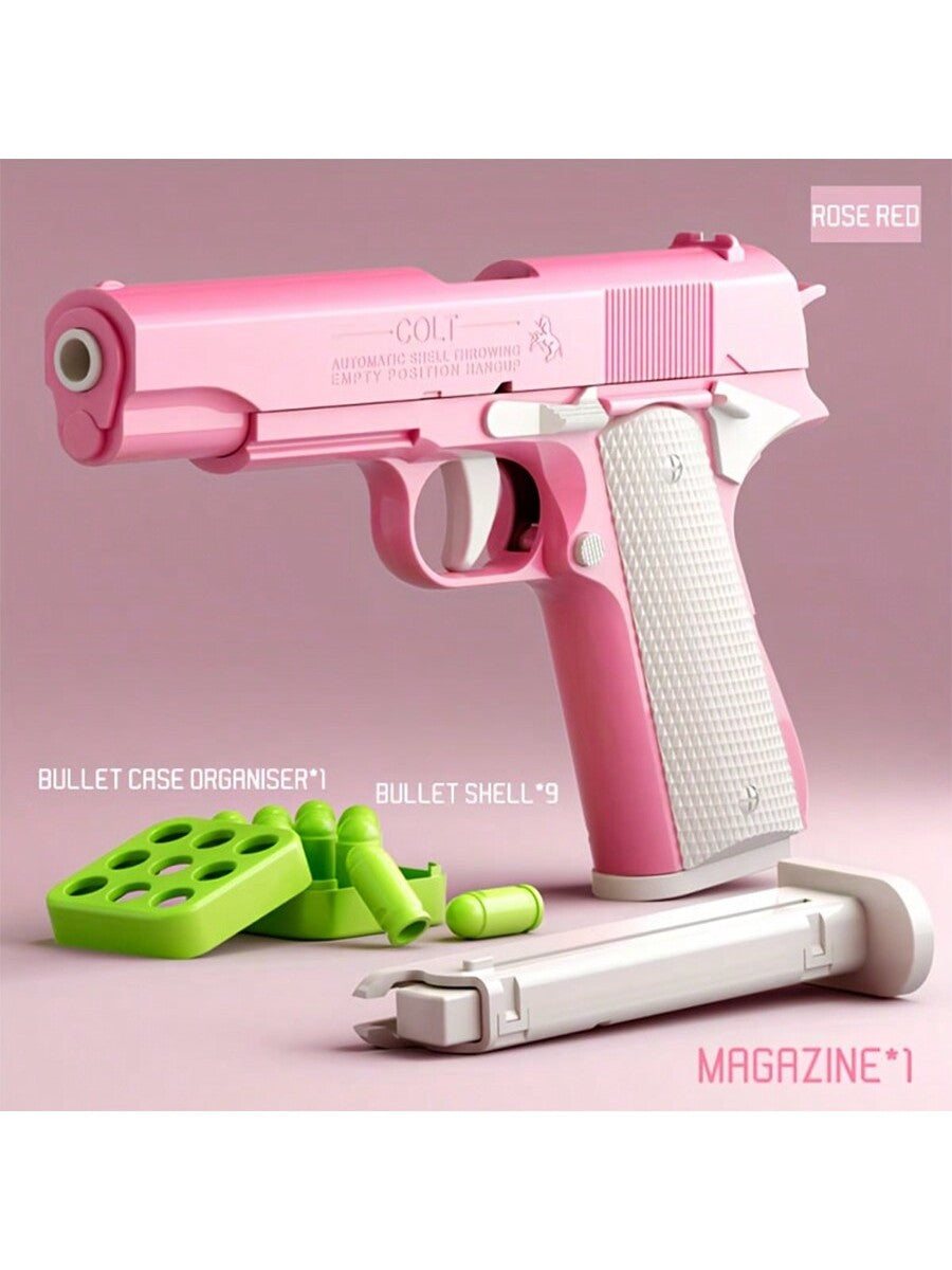 1pc Toy Gun With 10pcs/Set Bullets, Educational Model Toy Handgun, Shooting Game Simulation Shell Throwing Not Shooting, Christmas/Halloween/ For Kids Boys Girls Multicolor