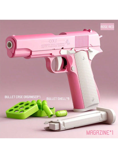1pc Toy Gun With 10pcs/Set Bullets, Educational Model Toy Handgun, Shooting Game Simulation Shell Throwing Not Shooting, Christmas/Halloween/ For Kids Boys Girls Multicolor