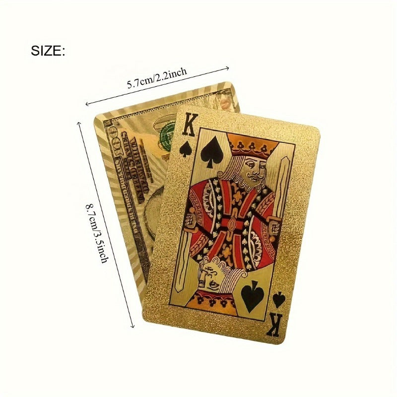 1 Deck Durable Golden Standard Cards 1 Deck Golden Standard Playing Cards - Durable Plastic, Waterproof, Bendable - Ideal for Teens, Party Games & Card Magic Tricks