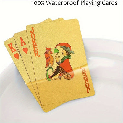 Waterproof and Flexible Golden Deck of Cards - High-Quality Plastic for Parties and Games