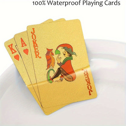 1 Deck Golden Plastic Playing Cards - Waterproof, Flexible, High-Quality Material for Teens - Ideal for Party Games and Card Games