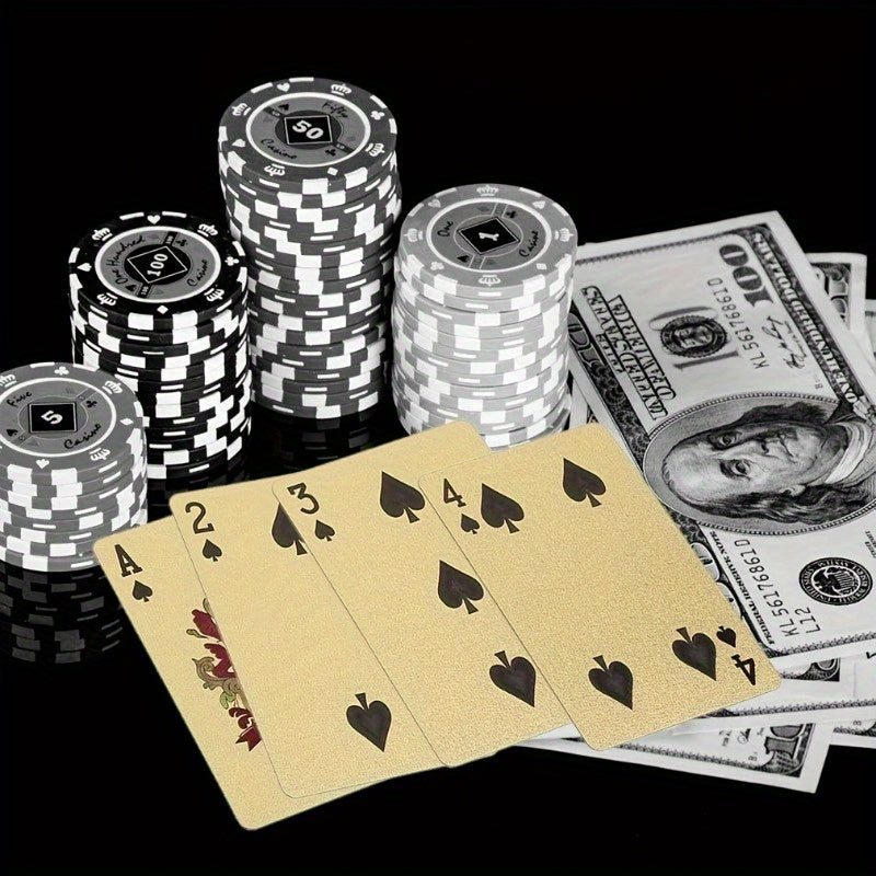 1 Deck Golden Plastic Playing Cards - Waterproof, Flexible, High-Quality Material for Teens - Ideal for Party Games and Card Games