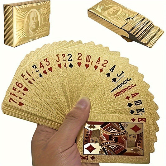 1 Deck Golden Plastic Playing Cards - Waterproof, Flexible, High-Quality Material for Teens - Ideal for Party Games and Card Games