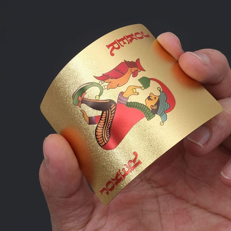 1 Deck Golden Plastic Playing Cards - Waterproof, Flexible, High-Quality Material for Teens - Ideal for Party Games and Card Games