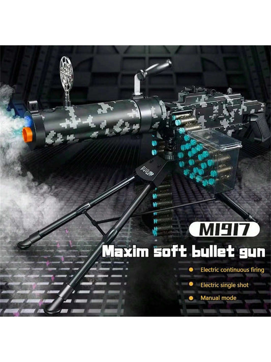 M1917 Heavy Machine Gun, Manual/Automatic Model Toy Gun With Large Capacity Drum Magazine, 100+ Feet Shooting Range - Great For Outdoor Games And Shooting Toys, Birthday Gifts, Christmas Gifts, Soft Bullet Guns graffiti