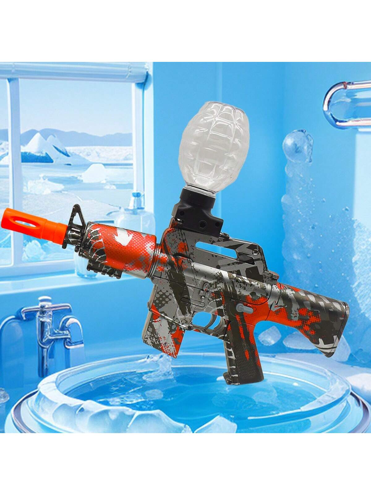M416 Electric Blaster Gun Toys,  Automatic Outdoor Toys For Team Activities, Perfect Outdoor Toy Gift For Birthday Christmas Gift Burgundy