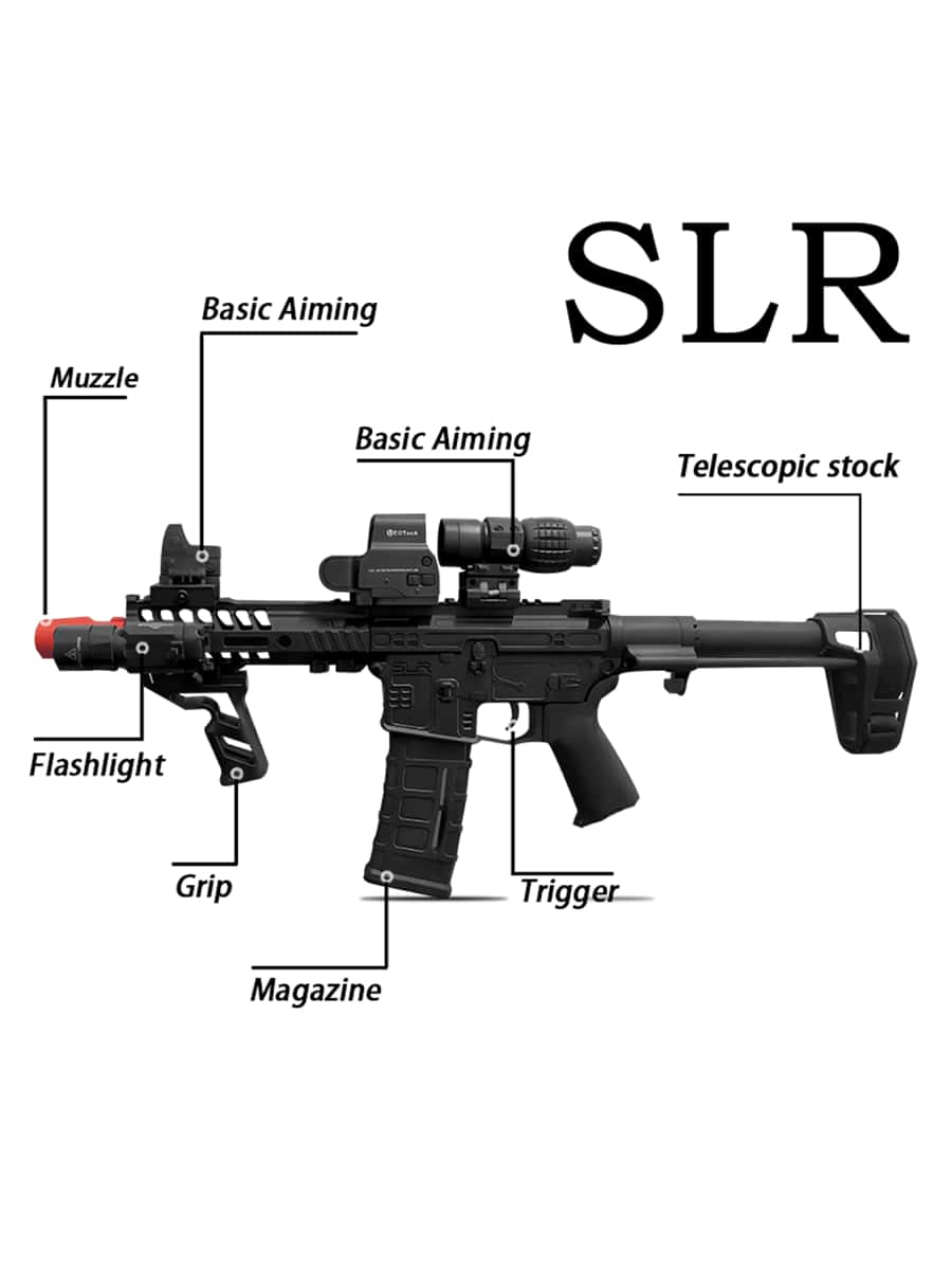 SLR Electric Gel Ball Gun 7.4v High-Speed Continuous Shooting Upgraded Version Highly Assembled Toys, Manual/Automatic Continuous Shooting Dual Mode And Linkage Effect Does Not Include Bullets,Children's Gifts, Holiday Gifts,Outdoor Activity Toys. Black