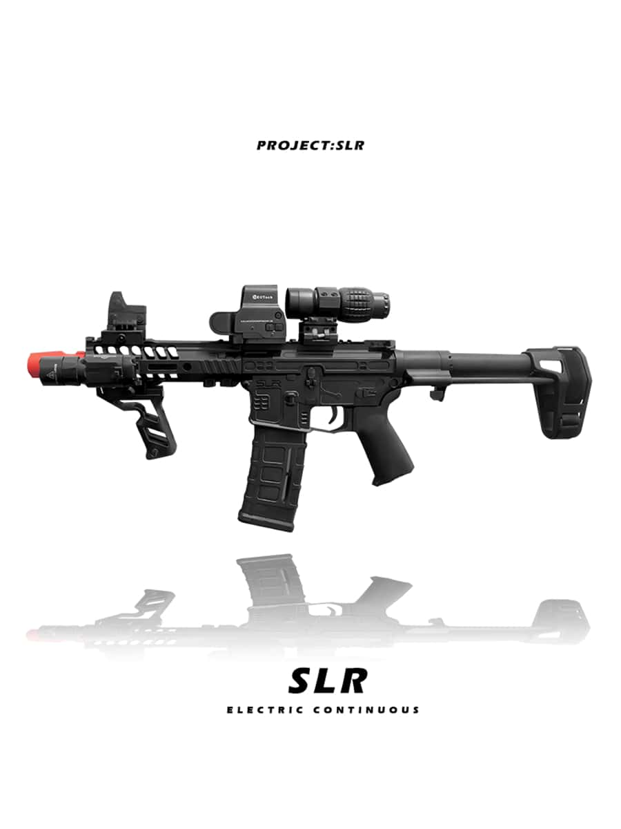 SLR Electric Gel Ball Gun 7.4v High-Speed Continuous Shooting Upgraded Version Highly Assembled Toys, Manual/Automatic Continuous Shooting Dual Mode And Linkage Effect Does Not Include Bullets,Children's Gifts, Holiday Gifts,Outdoor Activity Toys. Black