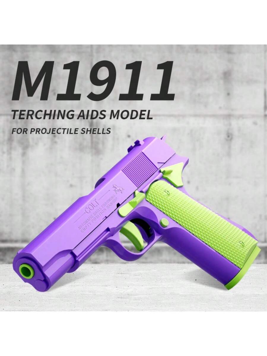 1911 Gun 1 Handgun +9 Science And Education Model Toys Pistol Shooting Games Simulated Shell Throwing Handgun Model This Product Can't Fire Bullets, It Has A Collector's Value Purple