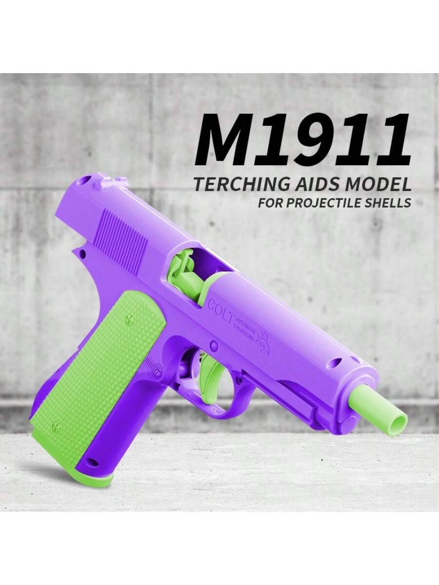 1911 Gun 1 Handgun +9 Science And Education Model Toys Pistol Shooting Games Simulated Shell Throwing Handgun Model This Product Can't Fire Bullets, It Has A Collector's Value Purple