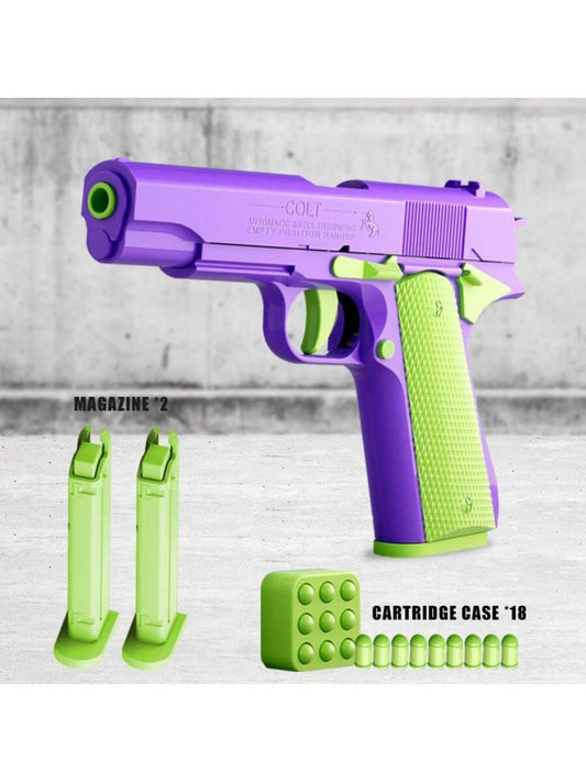 1911 Gun 1 Handgun +9 Science And Education Model Toys Pistol Shooting Games Simulated Shell Throwing Handgun Model This Product Can't Fire Bullets, It Has A Collector's Value Purple