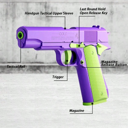 1911 Gun 1 Handgun +9 Science And Education Model Toys Pistol Shooting Games Simulated Shell Throwing Handgun Model This Product Can't Fire Bullets, It Has A Collector's Value Purple
