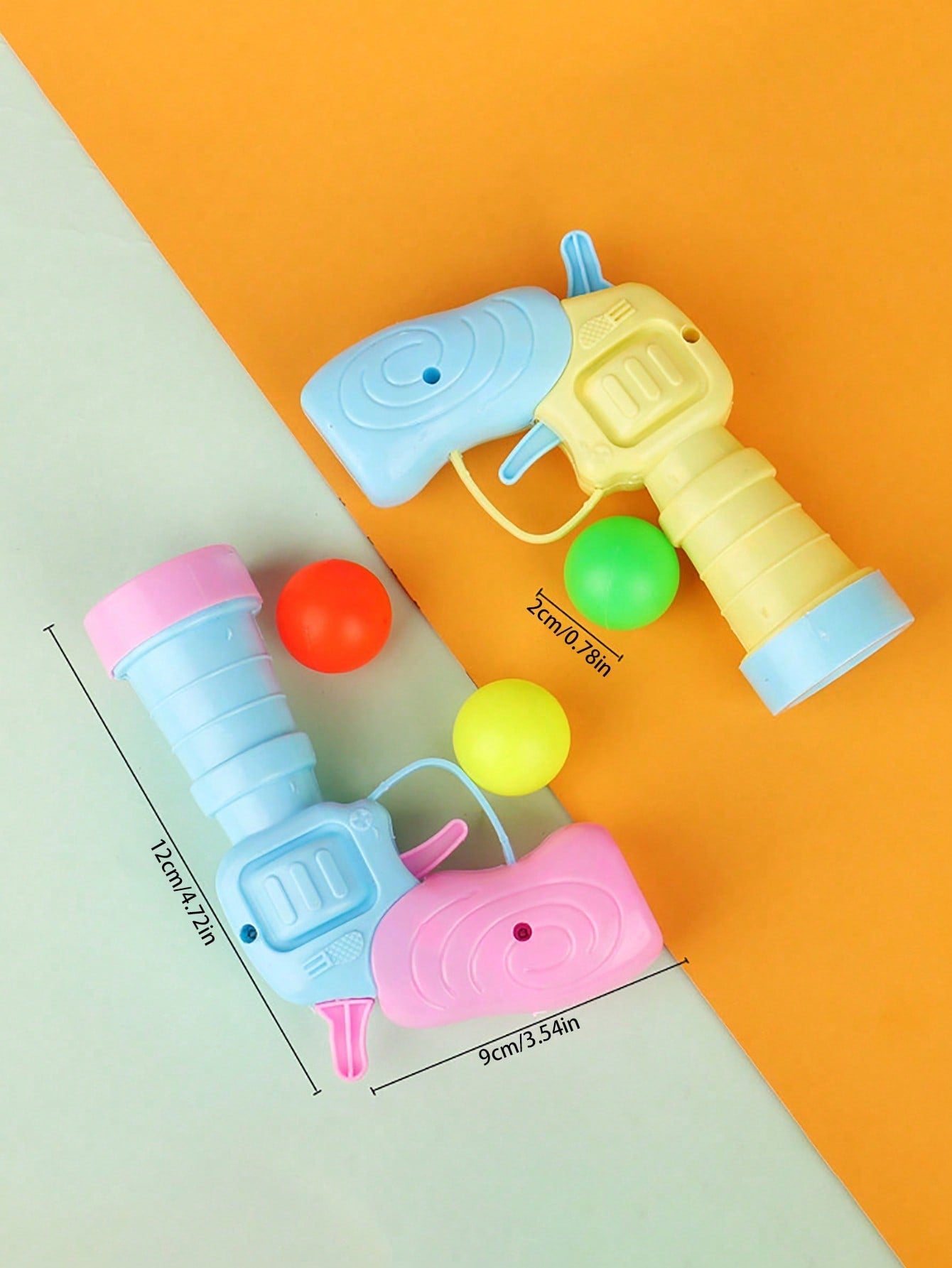 3pcs Toy Gun With Elastic Ping Pong Ball, Creative Novelty Funny Toy Pistol (Random Color & Design) Multicolor
