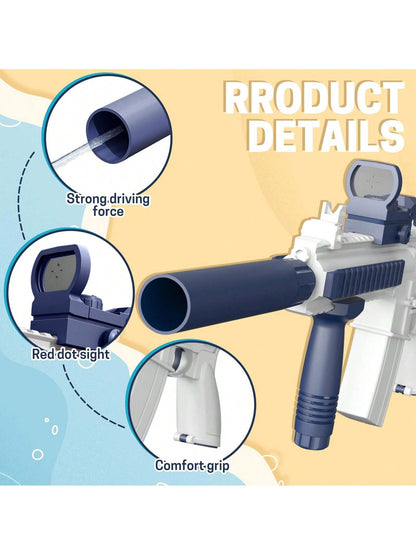 M416 Electric Water Gun - Powerful Water Soaker With External Water Bottle Connection - Up To 20 FT Long Range Automatic Toy For Kids & Adults - Perfect For Outdoor Water Pool Shooting Games Blue