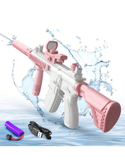 M416 Electric Water Gun - Powerful Water Soaker With External Water Bottle Connection - Up To 20 FT Long Range Automatic Toy For Kids & Adults - Perfect For Outdoor Water Pool Shooting Games Blue