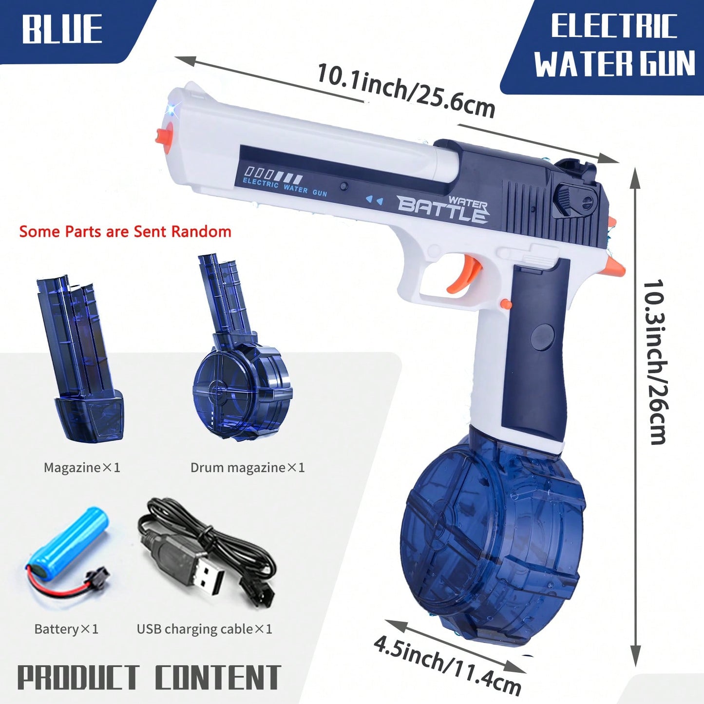 M416 Electric Water Gun - Powerful Water Soaker With External Water Bottle Connection - Up To 20 FT Long Range Automatic Toy For Kids & Adults - Perfect For Outdoor Water Pool Shooting Games Blue