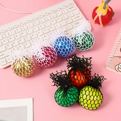 Fei Rui Rainbow Grape Squeeze Ball, Mixed Color, Thermoplastic Polyurethane, Uncharged, Creative, for Stress Relief, with Christmas & Halloween Gifts