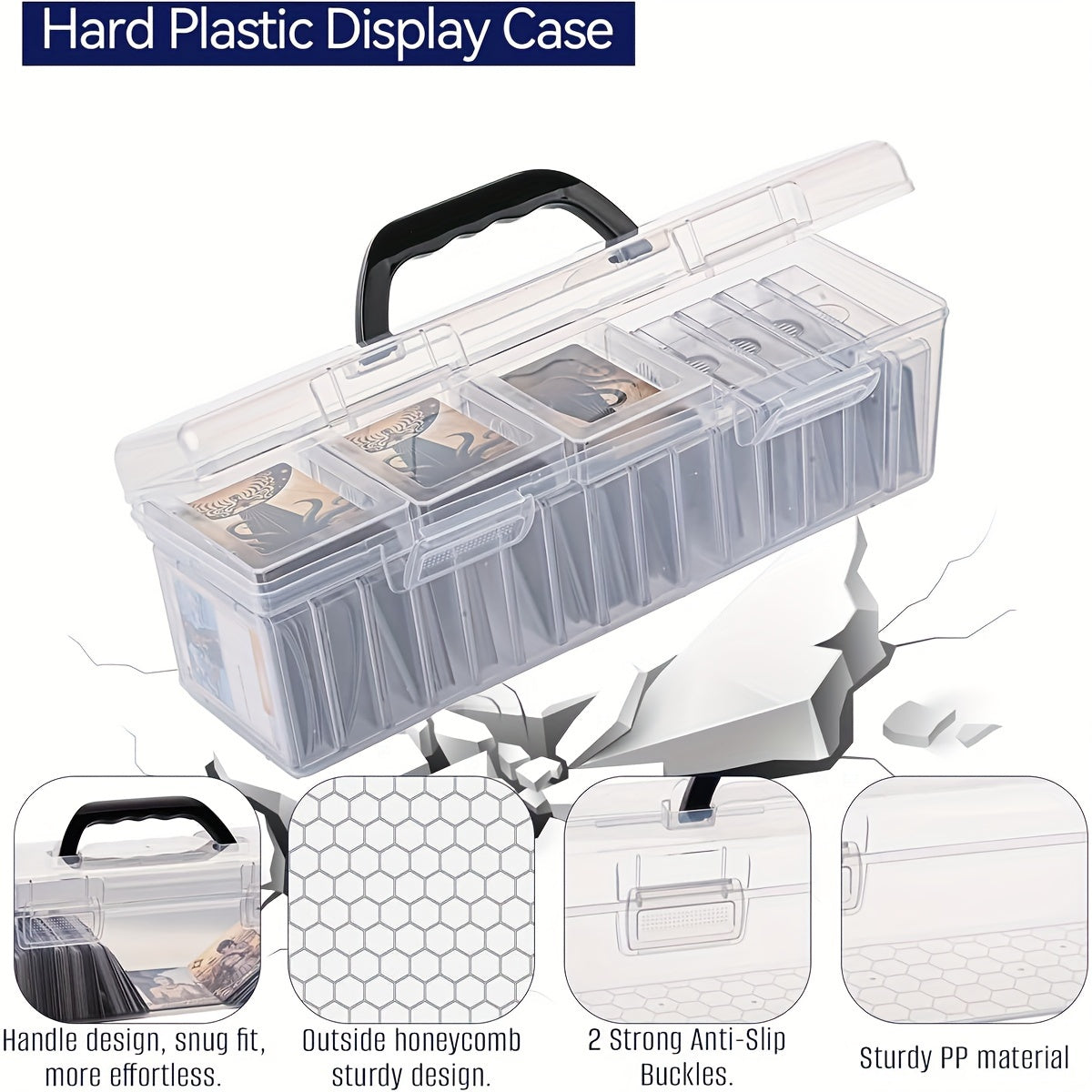 Trading Card Storage Box 900+ Baseball Card Boxes with 13 Independent Card Boxes, Each Can Hold 70 Cards Organizer Transparent Display Box Compatible with Various Cards\u002FSports Cards\u002FMTG