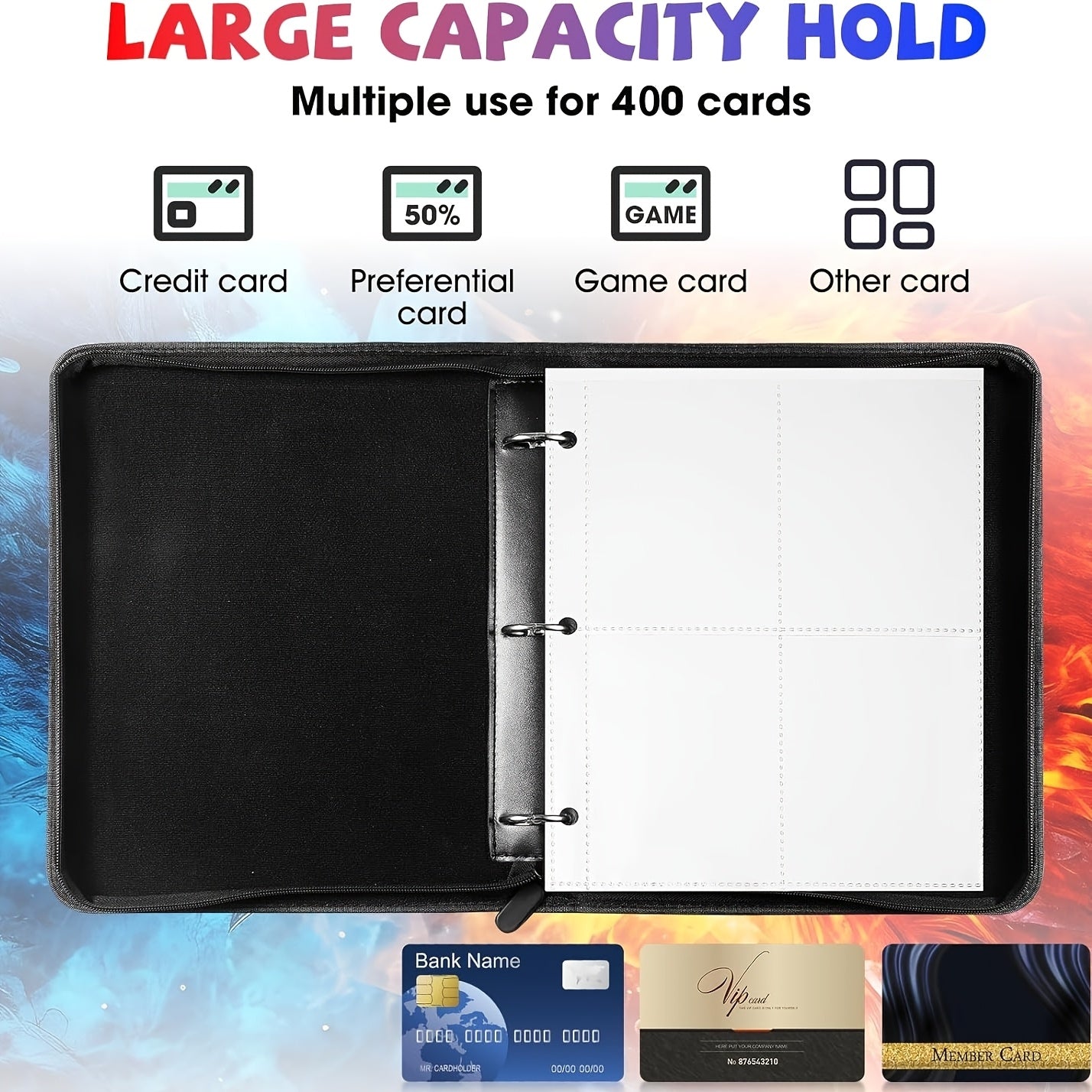 Collectible Card Sleeves, 9 Pocket Premium 900 Double-Sided PU Card Binder, a Card Album for Storing MTG, TCG, Sports Cards, And Game Cards.