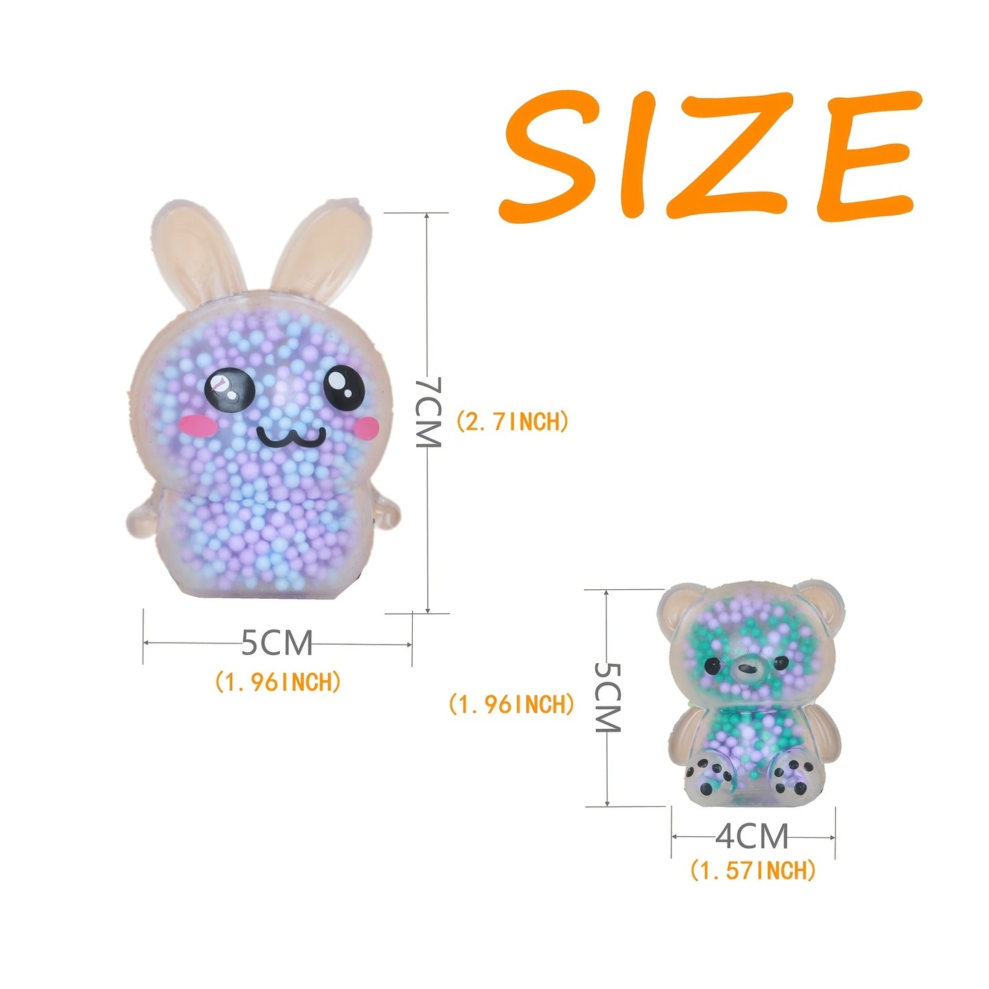 6pcs Colorful Easter Bunny Bear Stress Balls - Perfect Kids Easter Basket Stuffers & Party Favors!