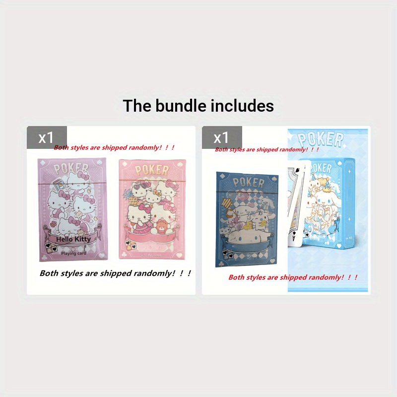 Sanrio Hellokitty Kuromi Cinnamoroll My Melody Playing Cards Poker 54-card Rich Patterns 4 Cute Styles Optional With Box Ideal For Party Games Festivals Attractive Lovers Gift