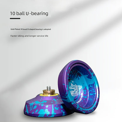1pc Professional Aluminum Alloy Yo-Yo for Beginners - Purple & Blue Design, Lightweight & Durable, Includes Gloves & Rope (5X Longer Life) - Perfect for Competitive Play & Smooth Tricks, Beginner Yo Yo | Purple Blue Color |