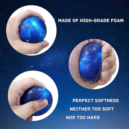 ROYLANZ 12pcs Galaxy Stress Balls - Space Theme Thermoplastic Polyurethane Squeeze Toys for, Finger Exercise, School Carnival, Party Favors, and Gifts for Kids and Children