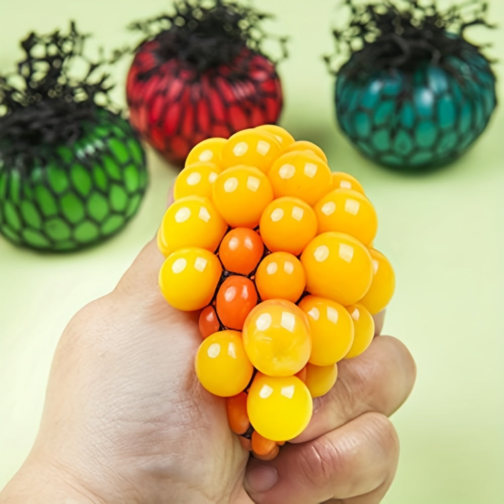 Fei Rui Rainbow Grape Squeeze Ball, Mixed Color, Thermoplastic Polyurethane, Uncharged, Creative, for Stress Relief, with Christmas & Halloween Gifts