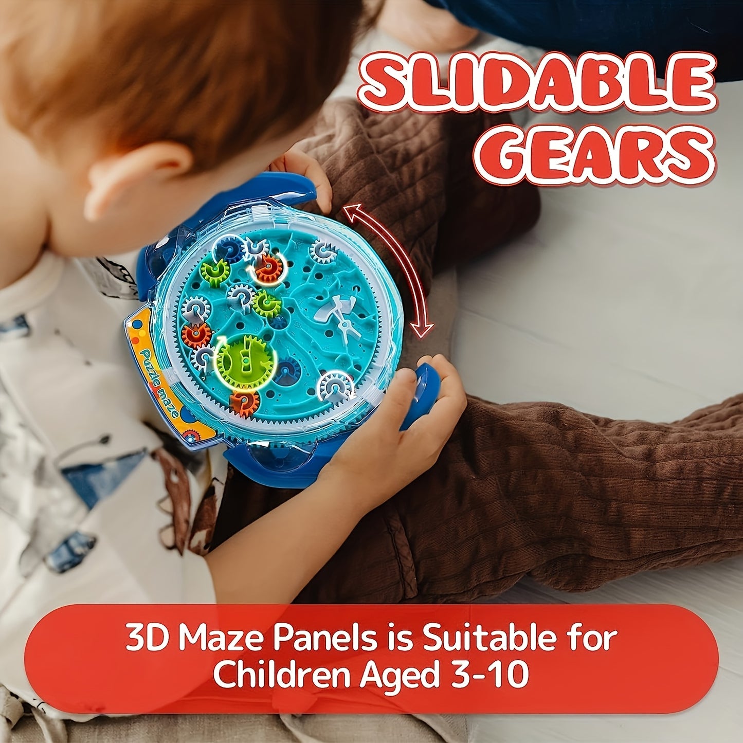 3D Maze Puzzle Ball Game for Youngsters – Blue & Orange Gear Labyrinth Toy with Marble Maze Design, Brain Teaser & Physical Activity Challenge, Durable ABS Material