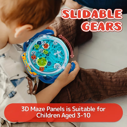 3D Maze Puzzle Ball Game for Youngsters – Blue & Orange Gear Labyrinth Toy with Marble Maze Design, Brain Teaser & Physical Activity Challenge, Durable ABS Material