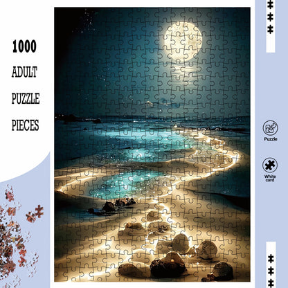 1000pcs Moonlight Beach Puzzles for Adults, Birthday, Halloween, Thanksgiving, Easter Gift