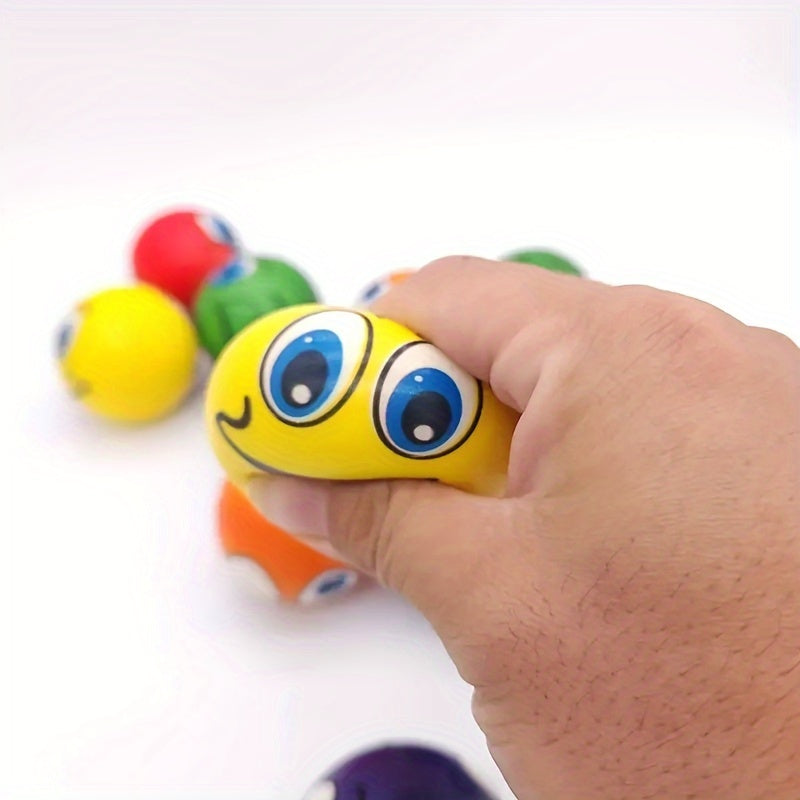 6-Pack Fun Squeeze Balls, Mixed Color TPU Emotional Expression Toys for Party Favors and Therapy Training
