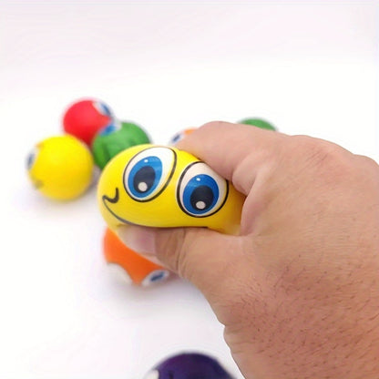 6-Pack Fun Squeeze Balls, Mixed Color TPU Emotional Expression Toys for Party Favors and Therapy Training