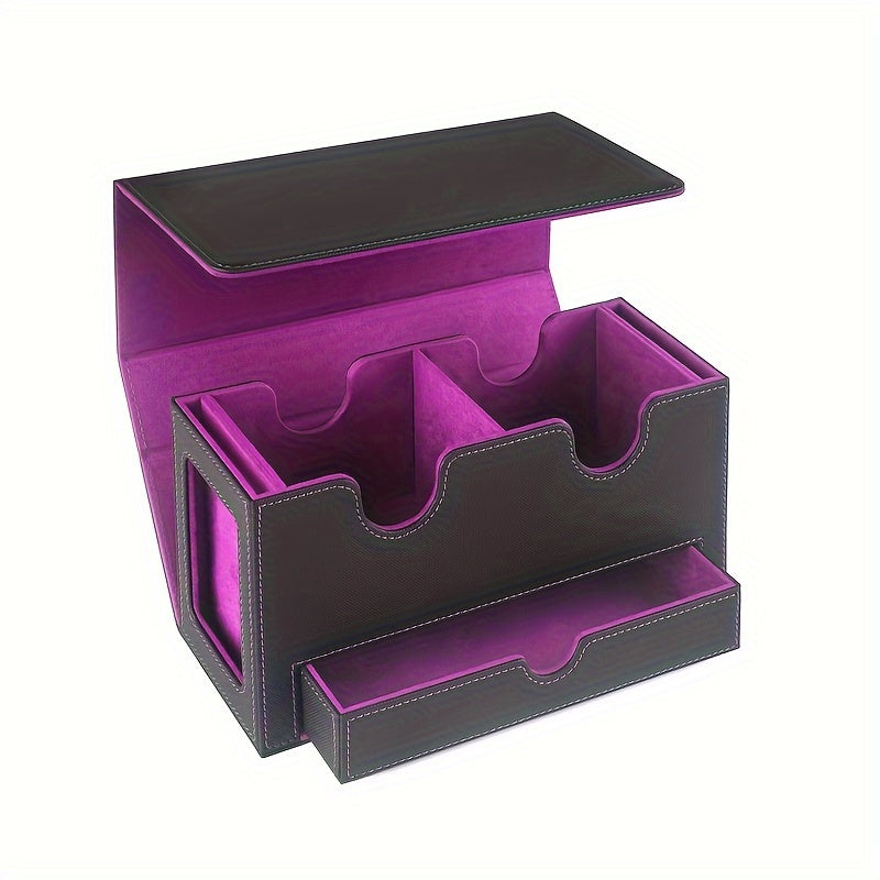 Premium Faux Leather Storage Box Faux Leather Flip-Top Premium Game Card Storage Box - Collector's Case for Trading Cards, Anime & Sports Star Cards