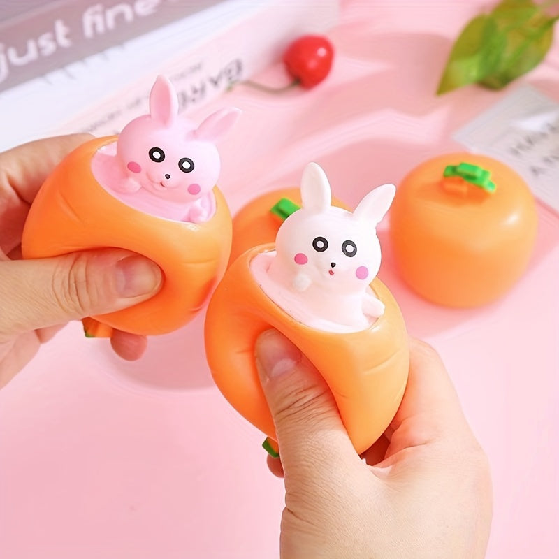 2pcs Carrot Squeeze Toys - Bunny Toy, Carrot Rabbit Squeeze Stress Ball, Party Gift, Halloween Goodie Bag Stuffing, Birthday, Christmas Gift
