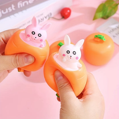 2pcs Carrot Squeeze Toys - Bunny Toy, Carrot Rabbit Squeeze Stress Ball, Party Gift, Halloween Goodie Bag Stuffing, Birthday, Christmas Gift