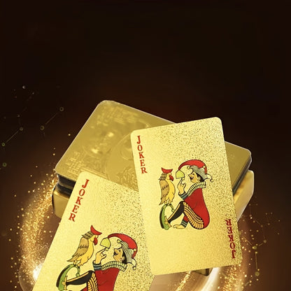 1 Deck Durable Golden Standard Cards 1 Deck Golden Standard Playing Cards - Durable Plastic, Waterproof, Bendable - Ideal for Teens, Party Games & Card Magic Tricks