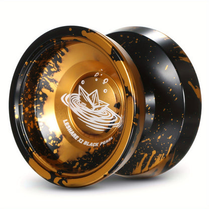 Professional Yoyo Alloy Aluminum YoYo Ball (Black With Golden) With Glove, Strings And Responsive Bearing Kit