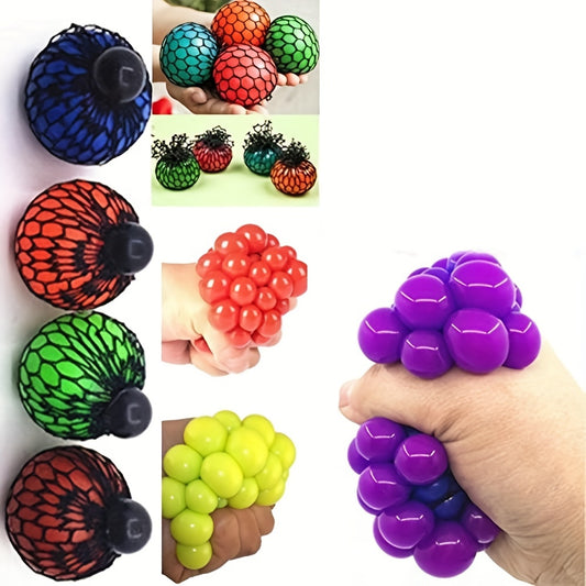 Fei Rui Rainbow Grape Squeeze Ball, Mixed Color, Thermoplastic Polyurethane, Uncharged, Creative, for Stress Relief, with Christmas & Halloween Gifts