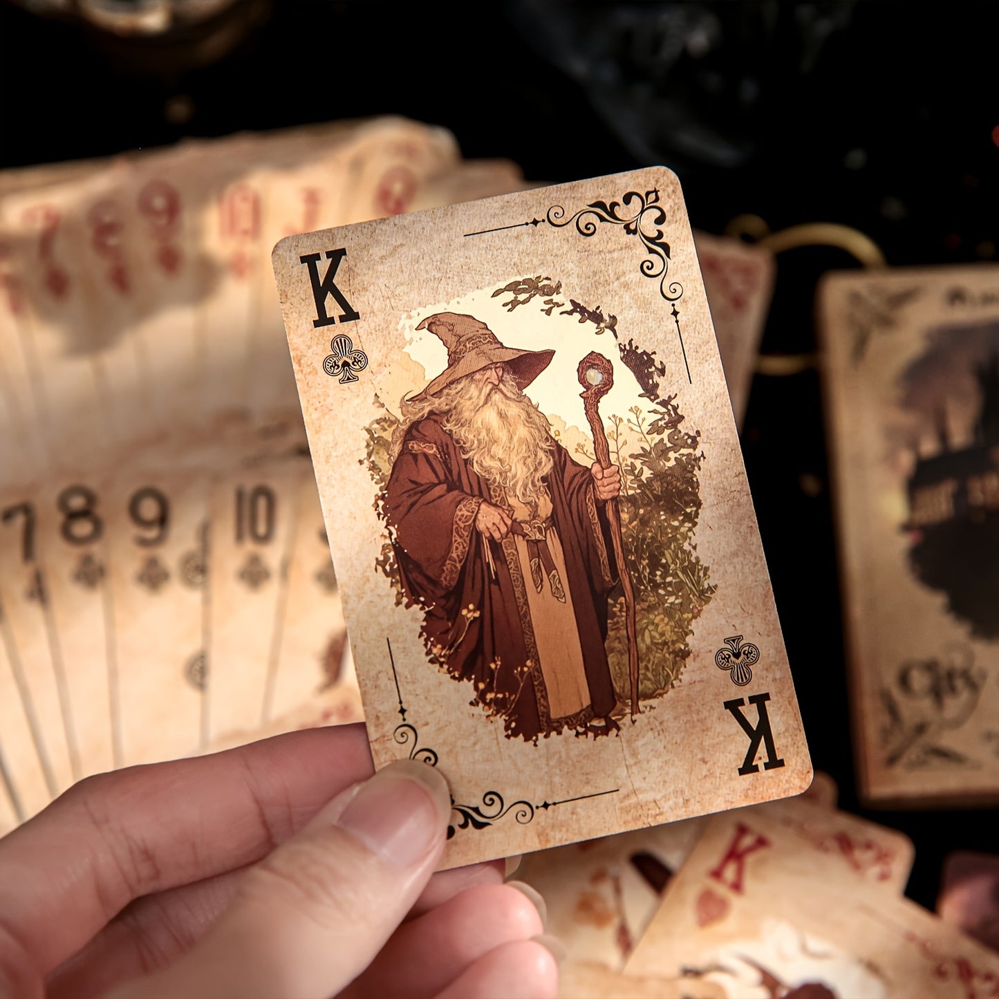 55pcs\u002Fbox Poker Cards Exquisite Retro Magic Dark Mysterious Style, Card Game Multiplayer Game Relaxation Entertainment Party Use Scrapbook Decoration
