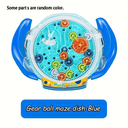 3D Maze Puzzle Ball Game for Youngsters – Blue & Orange Gear Labyrinth Toy with Marble Maze Design, Brain Teaser & Physical Activity Challenge, Durable ABS Material