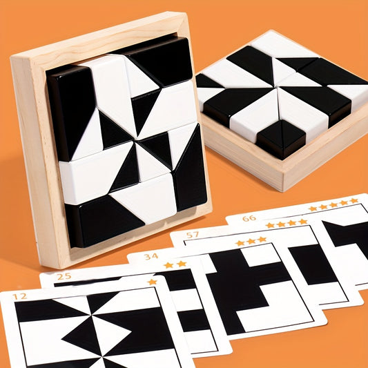 Enhance Spatial Thinking & Imagination with Beechwood Hidden Blocks Puzzle - Family Interactive Tabletop Game