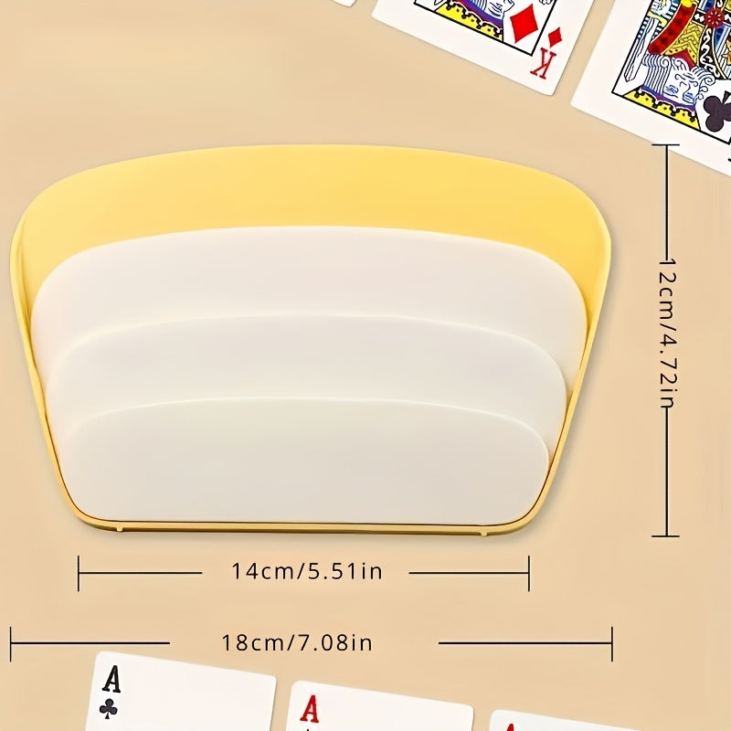 4-Pack Yellow PVC Card Holders, Durable Plastic Material, Universal Fit for Poker & Card Games, No Electricity Needed, Ideal for Family Gatherings & Parties