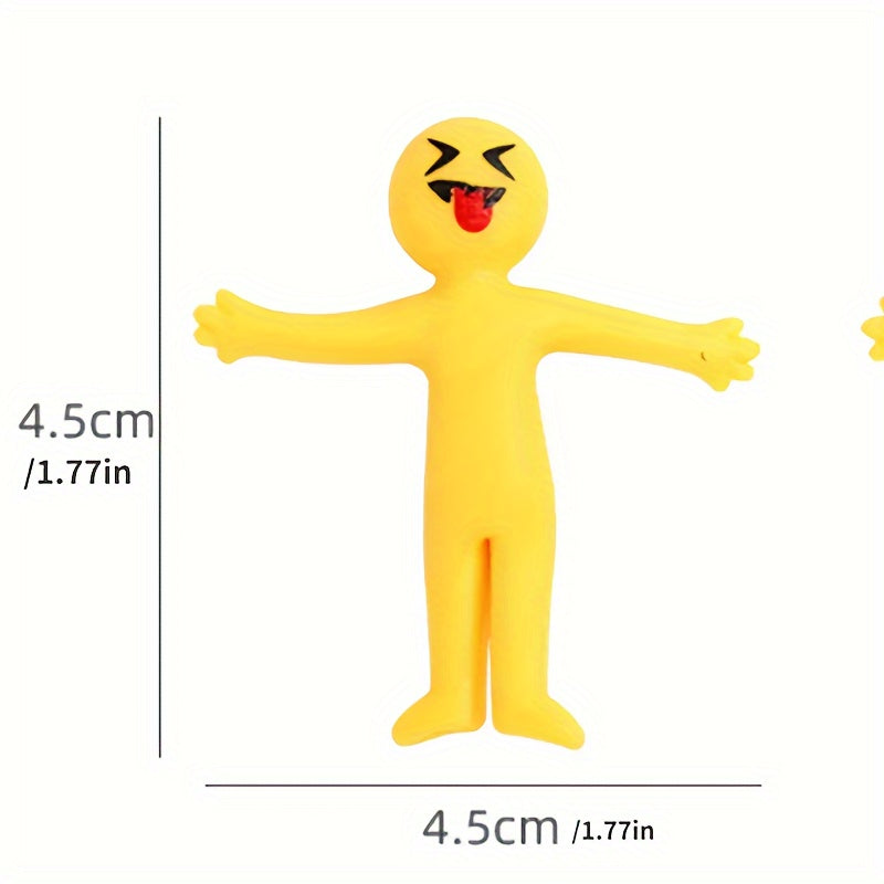 25 Pcs Stretchable Yellow Stress Relief Toys - Kids' Christmas Party Favors - Soft Rubber Venting Dolls