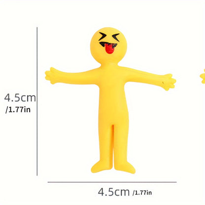25 Pcs Stretchable Yellow Stress Relief Toys - Kids' Christmas Party Favors - Soft Rubber Venting Dolls