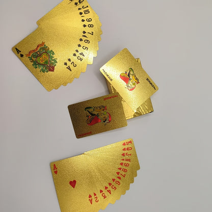 Golden Waterproof Plastic Playing Cards Deck, Flexible, High-Quality, Ideal for Parties and Games, Perfect Christmas and New Year Gift for Teens