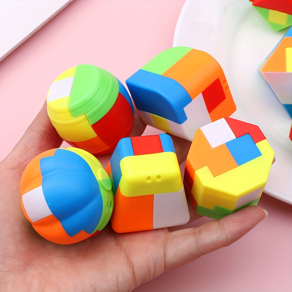 10-Piece Challenging Mind Games Puzzle Set - Durable Plastic Interlocks for IQ Boost & Logic Practice - Fun Fidget Toy with Exciting Random Designs for Pastime
