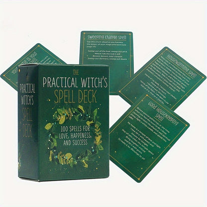 100pcs Spell Cards For Practical Witchcraft: An Oracle Deck For Magical Guidance Halloween Christmas Gift