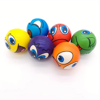 6-Pack Fun Squeeze Balls, Mixed Color TPU Emotional Expression Toys for Party Favors and Therapy Training