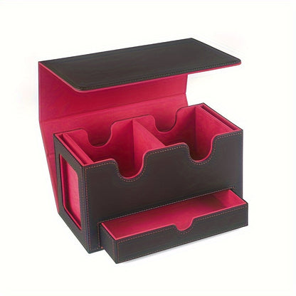 Premium Faux Leather Storage Box Faux Leather Flip-Top Premium Game Card Storage Box - Collector's Case for Trading Cards, Anime & Sports Star Cards